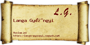 Langa Gyöngyi névjegykártya